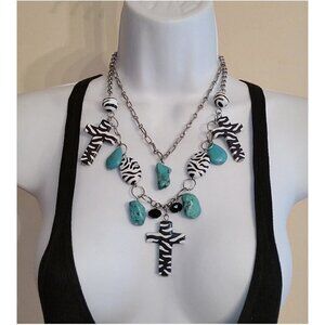 Southwestern Gaudy Cross & Turquoise Necklace Chaotic Chic Statement